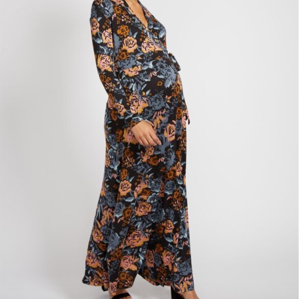 Motherhood Maternity Floral Wrap Maxi Dress Small